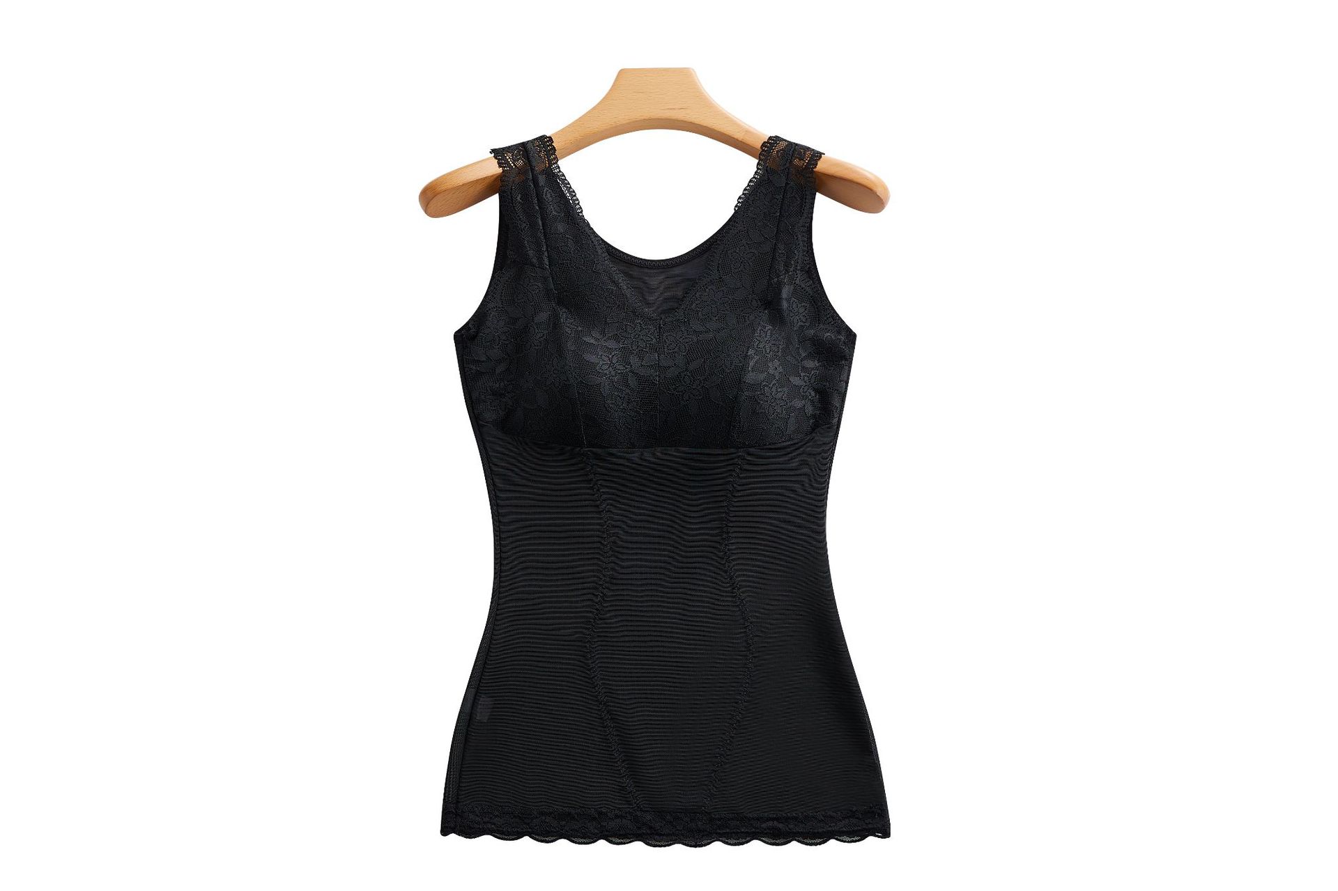 Cuerpo de malla de encaje sexy que forma el chaleco de una pieza SLIM-Fit largo que forma la ropa interior superior del tubo de adelgazamiento con almohadilla en el pecho