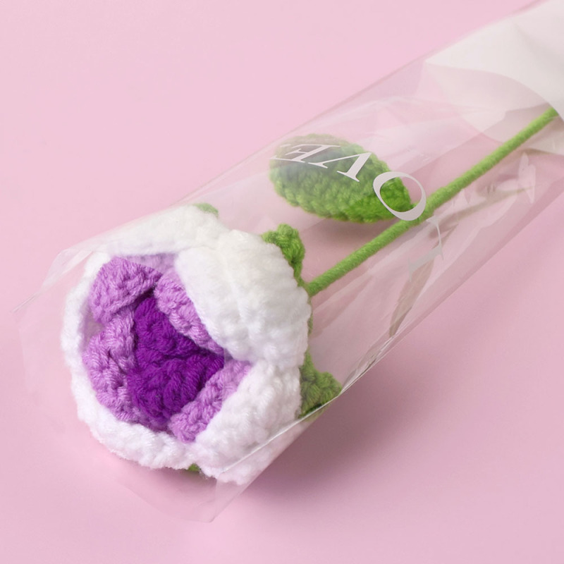 手工钩织仿真花束多彩毛线编织郁金香花枝创意装饰送女友闺蜜礼物|undefined