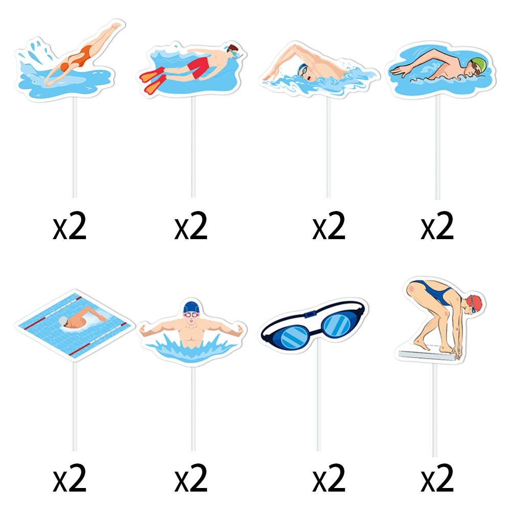 Nuevo tema de natación traje de decoración de cumpleaños natación de verano fiesta de cumpleaños decoración bandera de bandera de decoración plug-in