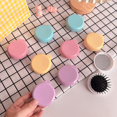 Nordic Style Solid Color Portable Inflatable Hair Comb and Mirror, Plastic Cushion Massage Comb, Travel Foldable Comb