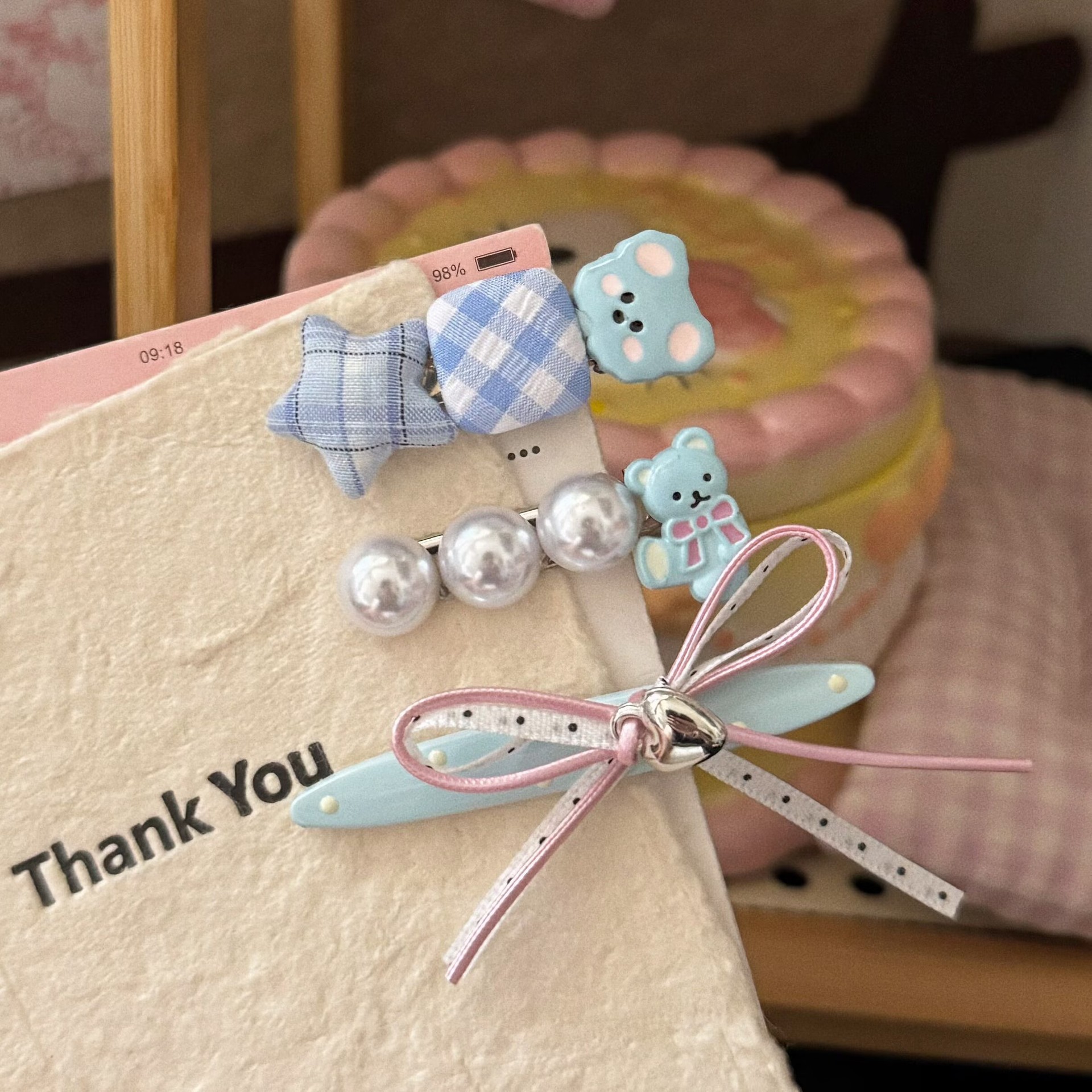 Summer fresh cream blue cartoon cute hairgrip
