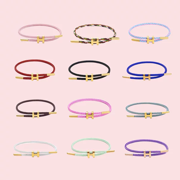 In-Stock I-Shaped Buckle Furnace-Gold-Plated Steel Wire Bracelet 3D Hard Gold Rope Bracelet Adjustable Titanium Steel Waterproof Rope