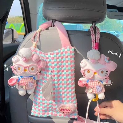 Car tissue box/set, cartoon cat storage hanging bag