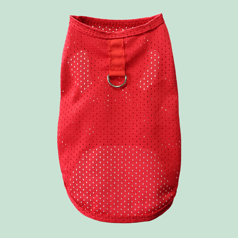 Primavera y verano nuevo estilo mascota gato perro ropa chaleco agujero camiseta transpirable pequeño y mediano peluche bichon perro ropa al por mayor