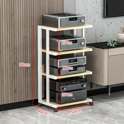 hifi Equipment Stand Foot Stand, Electric car big tripod - 4-layers-of-reinforced-b-white-light-walnut-16-plate-thickness