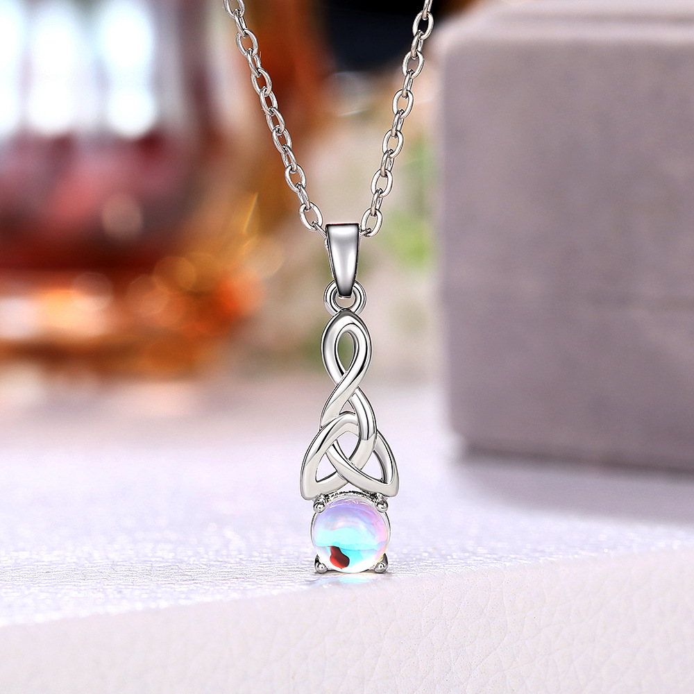 Moonlight Stone Necklace Set With Triangle Twisted Earrings_voghion.com
