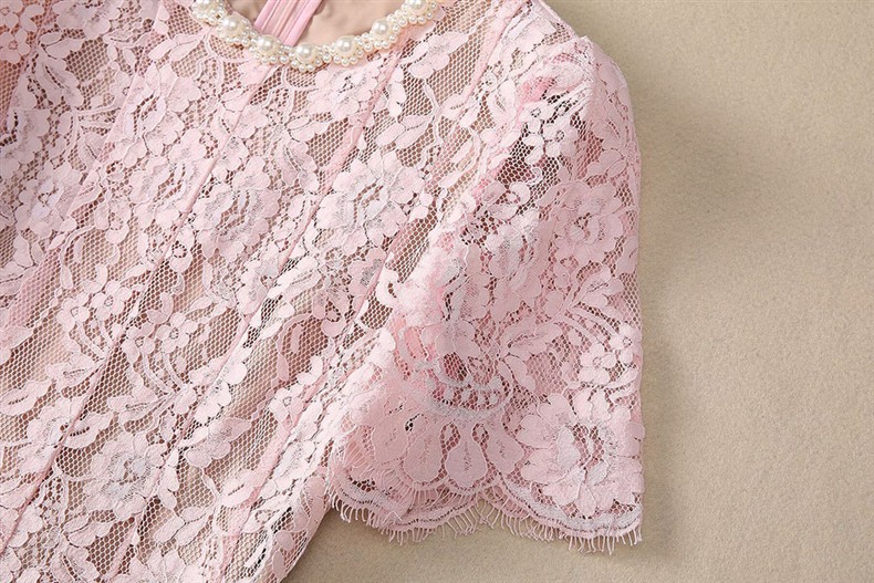 1201-01蕾丝订珠裙面料骨线蕾丝S码肩宽34胸围86腰围
