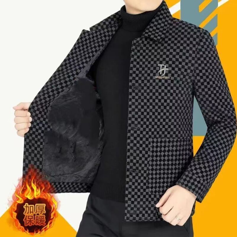 Men's Wool Coat Winter New Casual Thickened Lapel Youth Jacket Trendy Fashion Men's Tops Wholesale