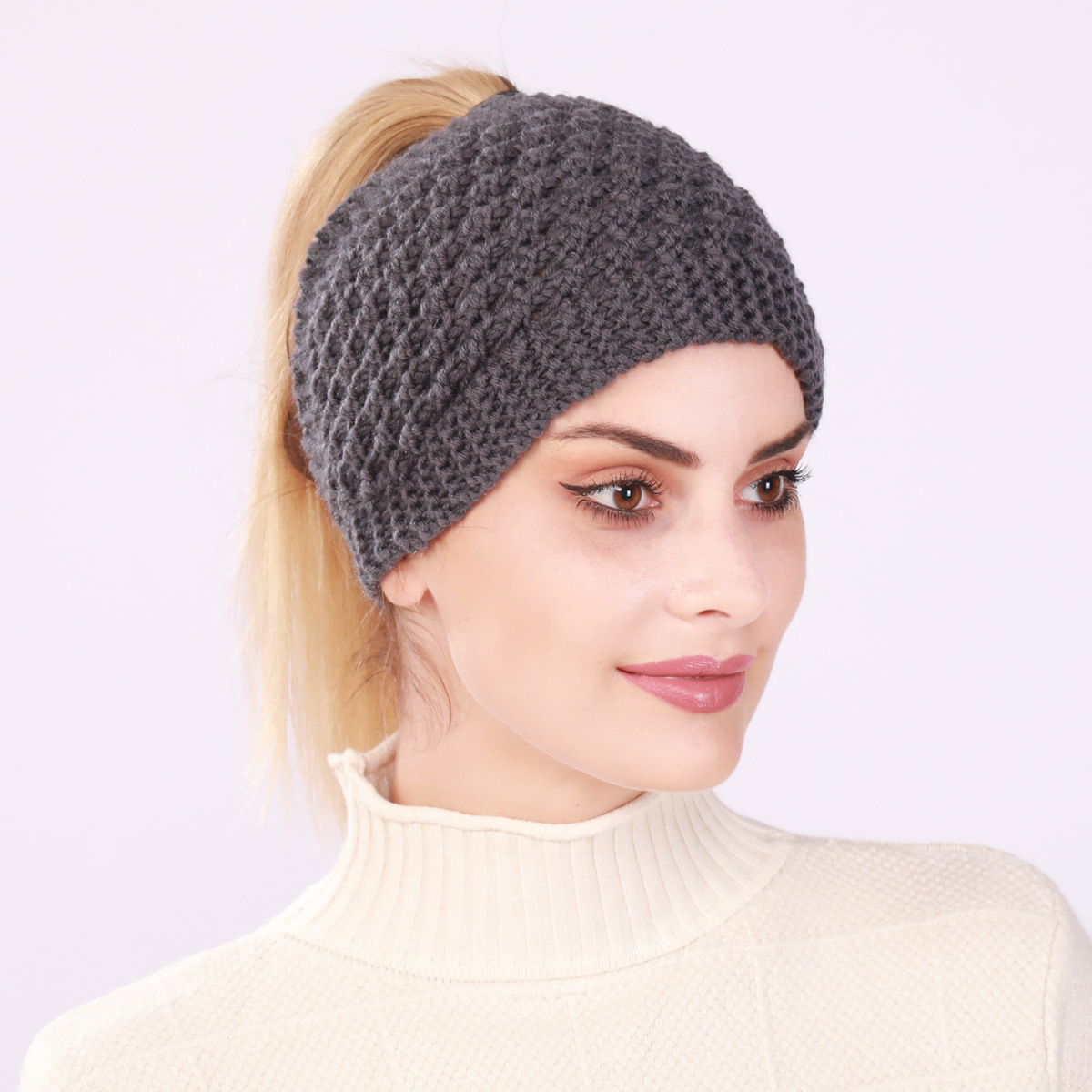 Diadema tejida para mujer protección de oídos cálida invierno_voghion.com