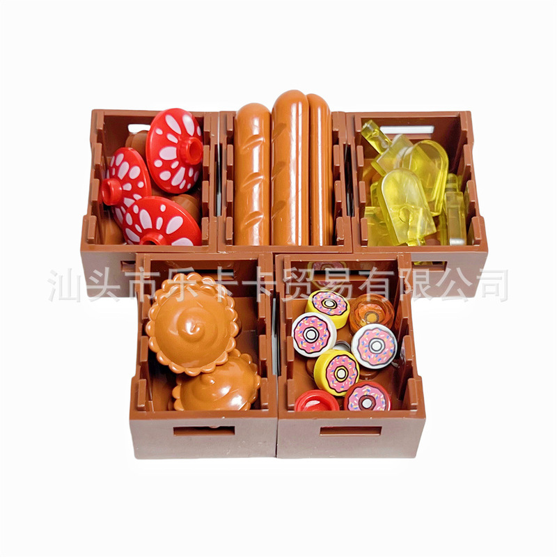 MOC シーン、食品、果物、肉、魚介類ツール、DIY ビルディングブロック、MOC 微粒子アクセサリーと互換性のある国境を越えた|undefined