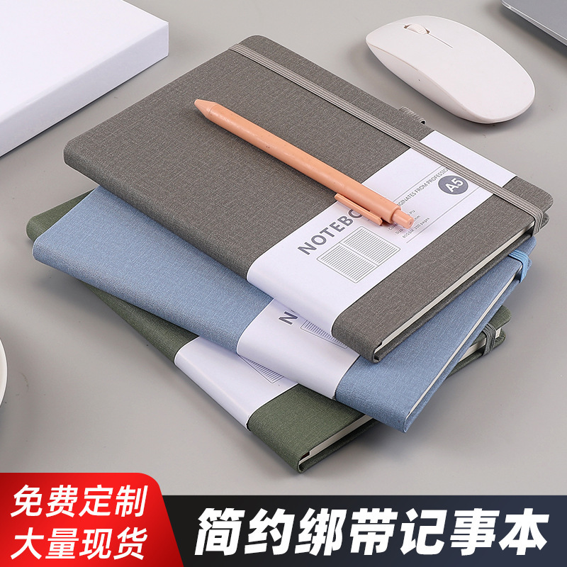 a5 布テクスチャストラップノートブックカスタムロゴシンプルな pu レザービジネス会議メモ帳卸売ギフトセット|undefined