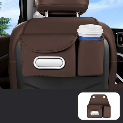 Car tissue box/set back tissue holder, water - mocha-brown