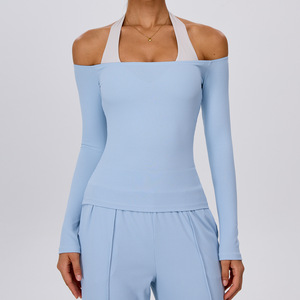 AYM043991 Ribbed Off-Shoulder Long Sleeve Yoga Top Quick Dry Breathable Aoyema wholesale