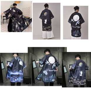Summer Thin Outwear Men's Mid-Length Windbreaker Loose Large Size Cardigan Sun Protection Clothing Chinese Style Crane Robe Cloak