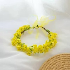 メーカーの新しい模擬菜の花ガーランド卸売牧歌的な風景写真頭飾り妖精の女の子子供のヘアアクセサリーヘッドバンド