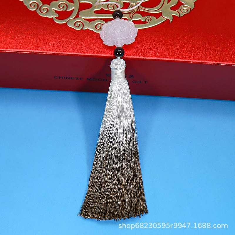 White Jade Lotus Gradient Tassel [Coffee] 1 piece