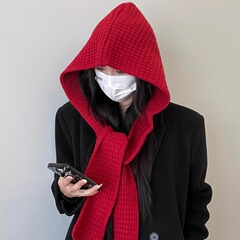 韓国版純色毛糸ニットマフラー女性冬防寒保温カップル学生百合雰囲気感マフラー高級