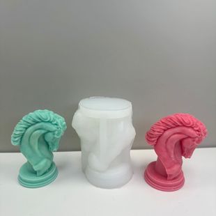 Horse Head Scented Candle Silicone Mold Animal Horse Head Plaster Ornaments Home Decoration Chocolate Custom Silicone Mold