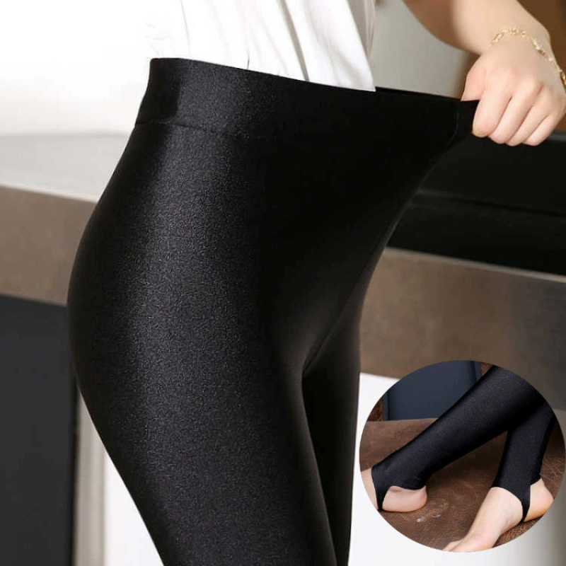 Elastic keep warm trousers, high waist, plus size, fitted