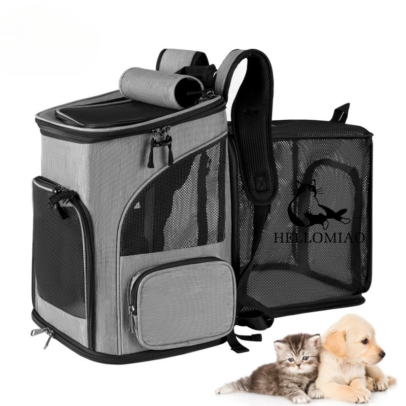 Большой портативный рюкзак для кошек с двумя плечами может быть расширен собачья сумка на плечо маленькая собака черный рюкзак для домашних животных