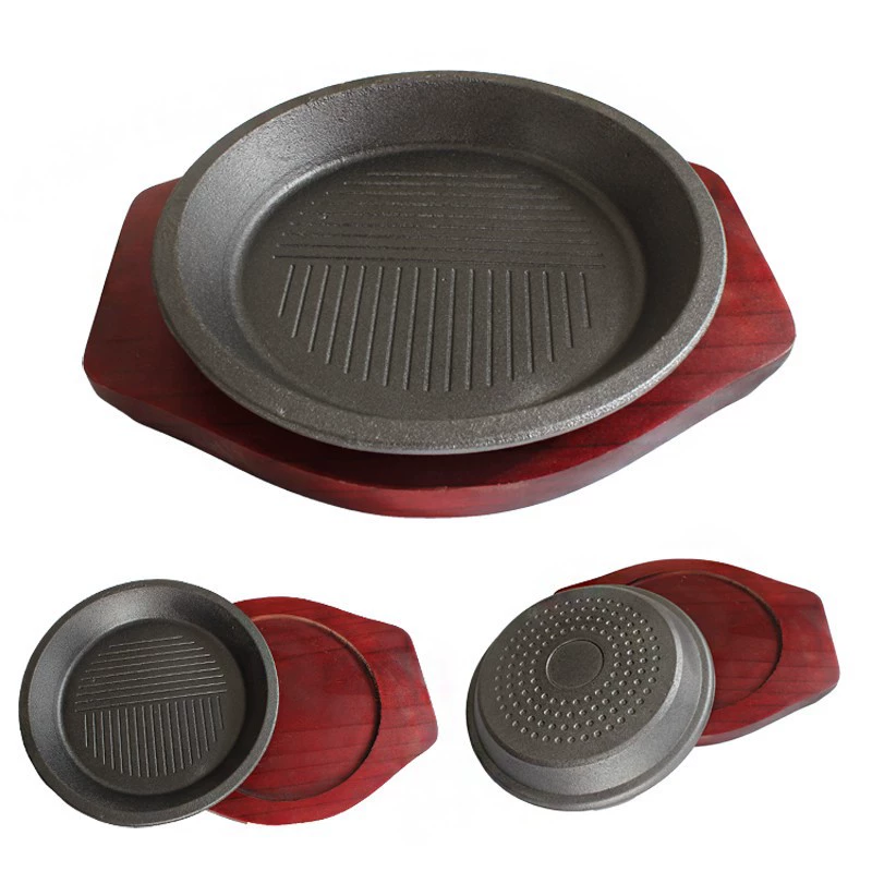 Teppanyaki plate for household use, pepper kitchen iron plate round steak plate for rice, induction cooker, Lingyue