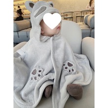 宝宝外出披风斗篷秋冬萌可爱浣熊婴儿冬装挡风防风披肩外套冬季