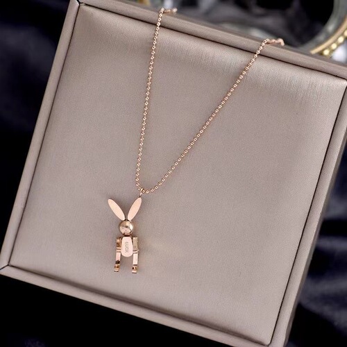 Exquisite rabbit titanium steel necklace female Internet celebrity temperament sweater chain long new style simple fashion trend versatile clavicle chain