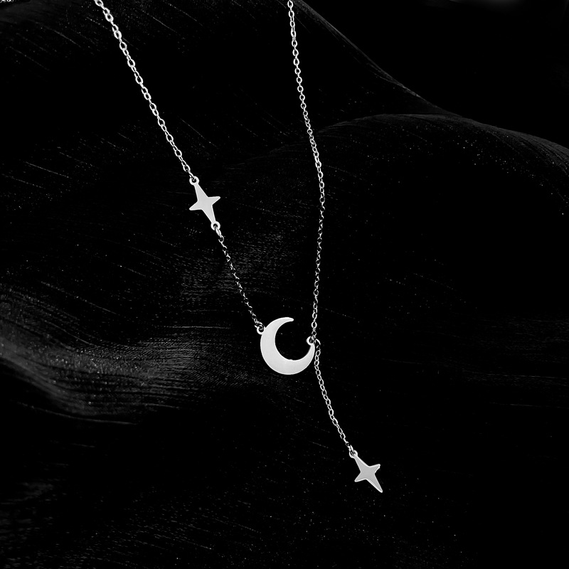 Collar minimalista estrellas luna con borlas oro para mujer_voghion.com