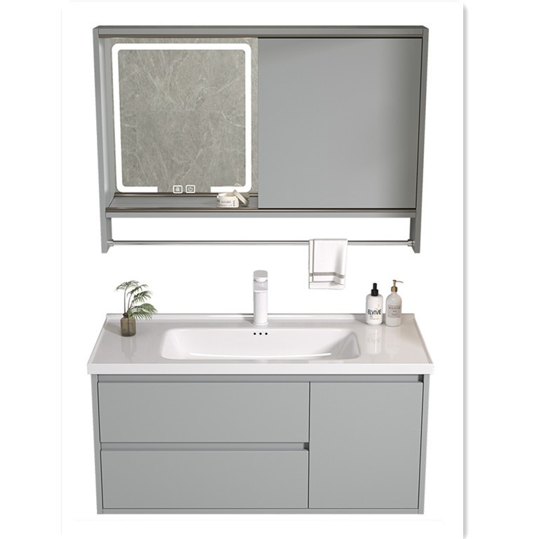 Espejo de Feng Shui oculto tipo push-pull de cerámica integral lavabo gabinete de baño combinado lavabo de baño lavabo de manos gabinete lavabo