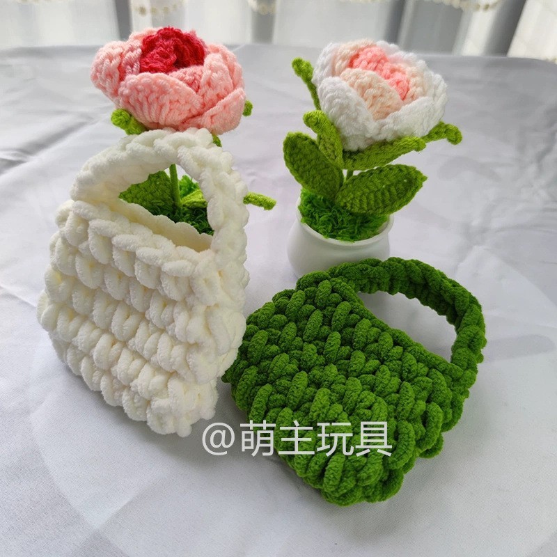 卡通毛线耳机包迷你针织零钱包手工编织包成品钩针编织收纳包|undefined