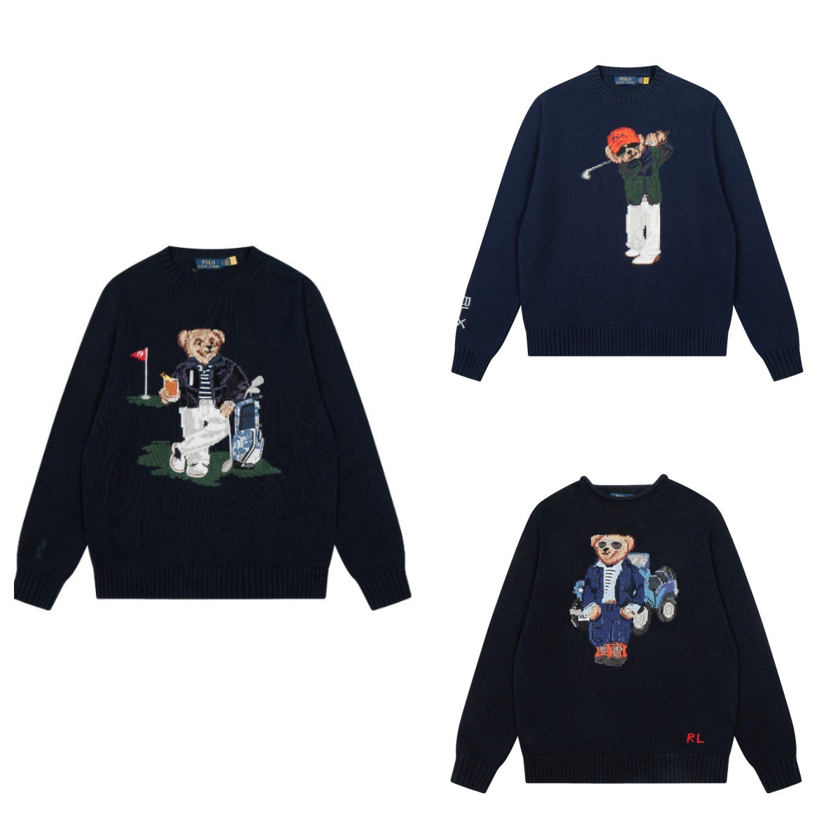 25 New Autumn and Winter Men's Clothing New Bear Heavy-Duty Woven Pattern Knitwear Round Neck Long-Sleeved Knitted Knitwear Pullover