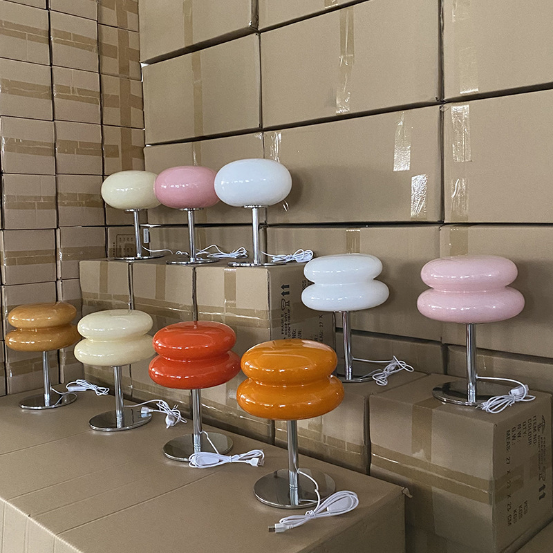 Factory direct cross-border Amazon nightlight desk lamp living room atmosphere lamp eye protection night light bedroom glass decorative lamp