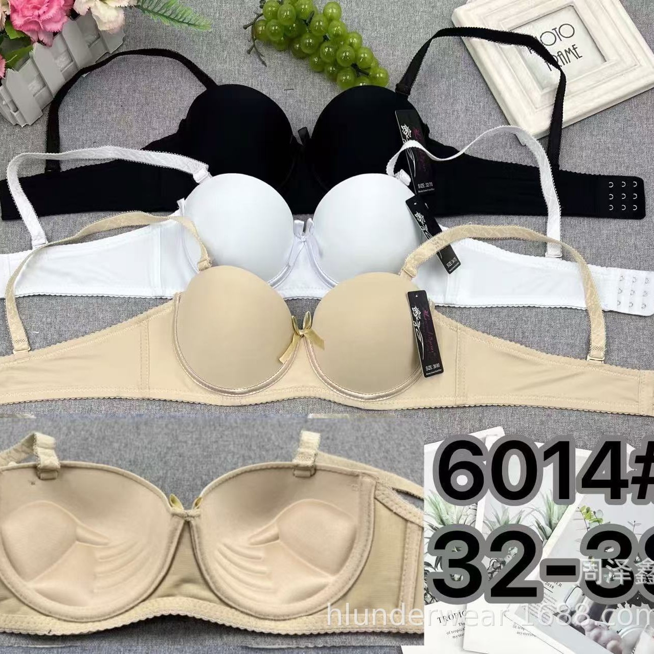 Wholesale Foreign Trade Dual-Use Solid Color Classic Underwire Bra for Women, Push-Up Comfortable Bra with Half-Cup Design, Cross-Border