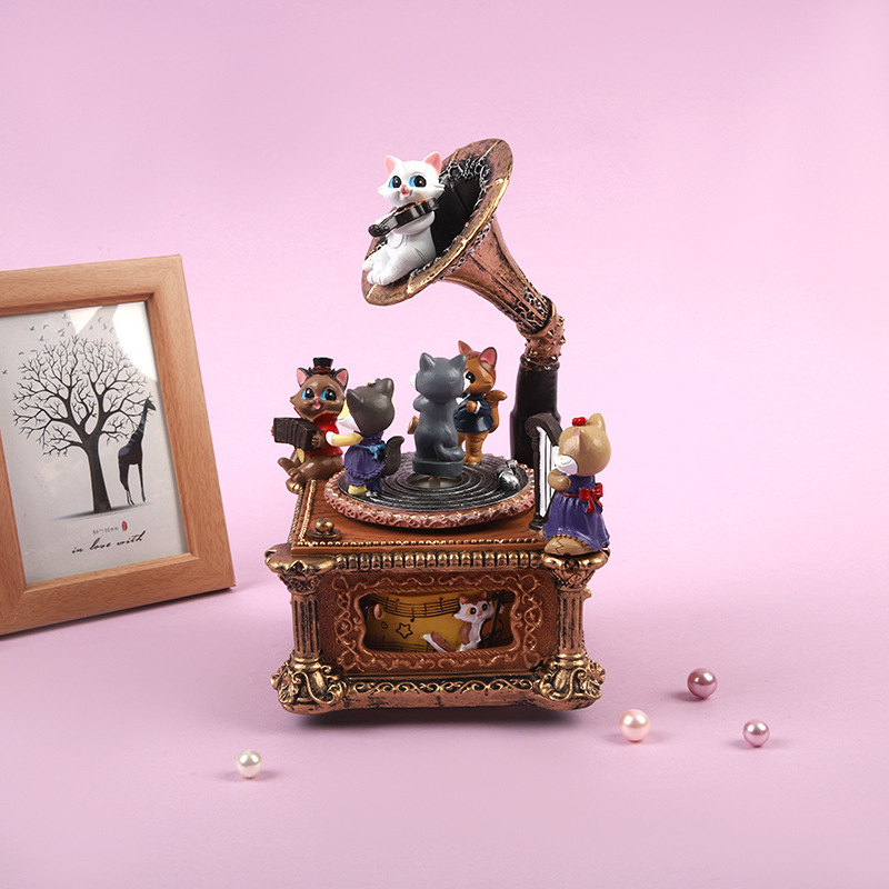 Music Box Retro Vintage Cat Gramophone Mechanical Christmas Music Box Birthday Gift for Children Children's Day Gift Music Box Retro Vintage Cat Gramophone Mechanical Christmas Music Box Birthday Gift for Children Children's Day Gift