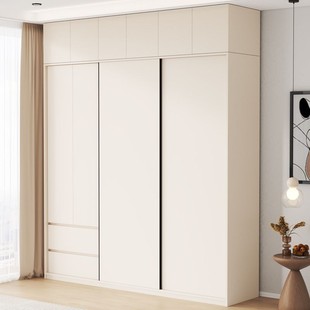 Home Bedroom High-End Solid Wood European Pine Board Sliding Door Large Wardrobe Home Bedroom Sliding Door Light Luxury Sliding Door Large Wardrobe