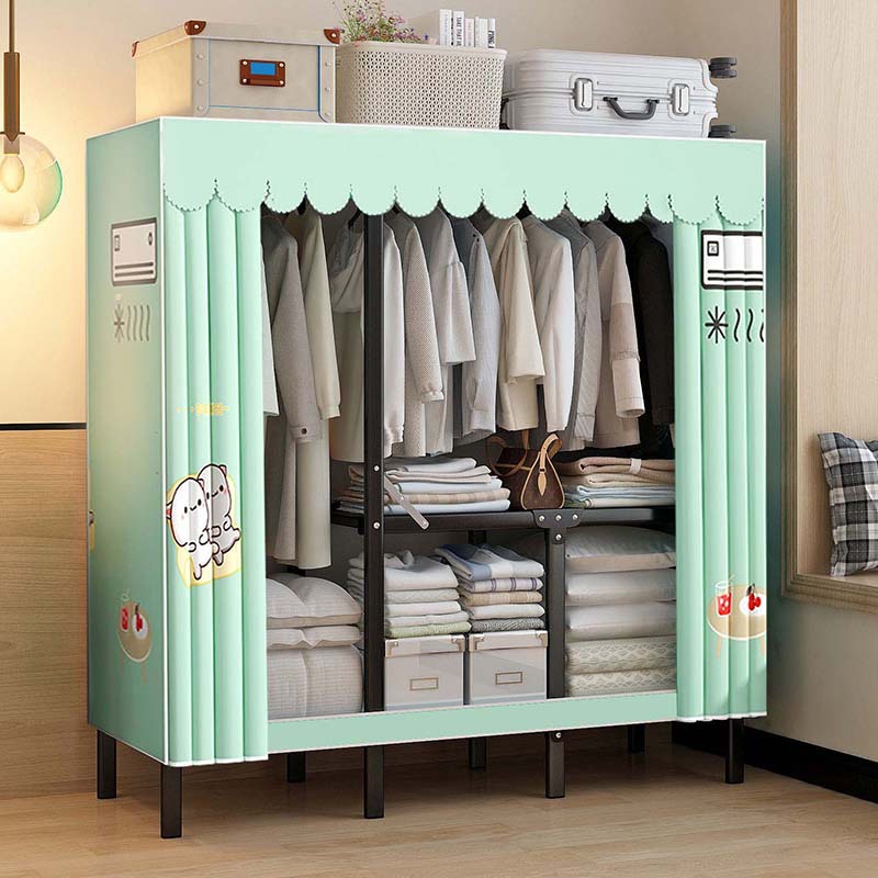 Simple Wardrobe Fabric Wardrobe for Home Bedroom Modern Minimalist Hanging Closet Rental Room Thickened Installation-Free Folding