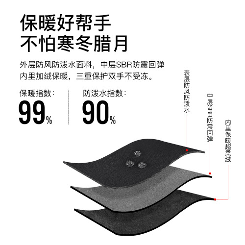 Outdoor sports autumn and winter men's and women's non-slip warm touch screen windproof and water-repellent bicycle riding gloves wholesale