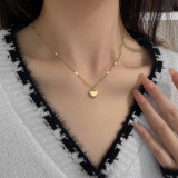 Ожерелье, цепочка до ключиц в форме сердца, аксессуар из нержавеющей стали в виде сердечка, простой и элегантный дизайн, легкий роскошный стиль