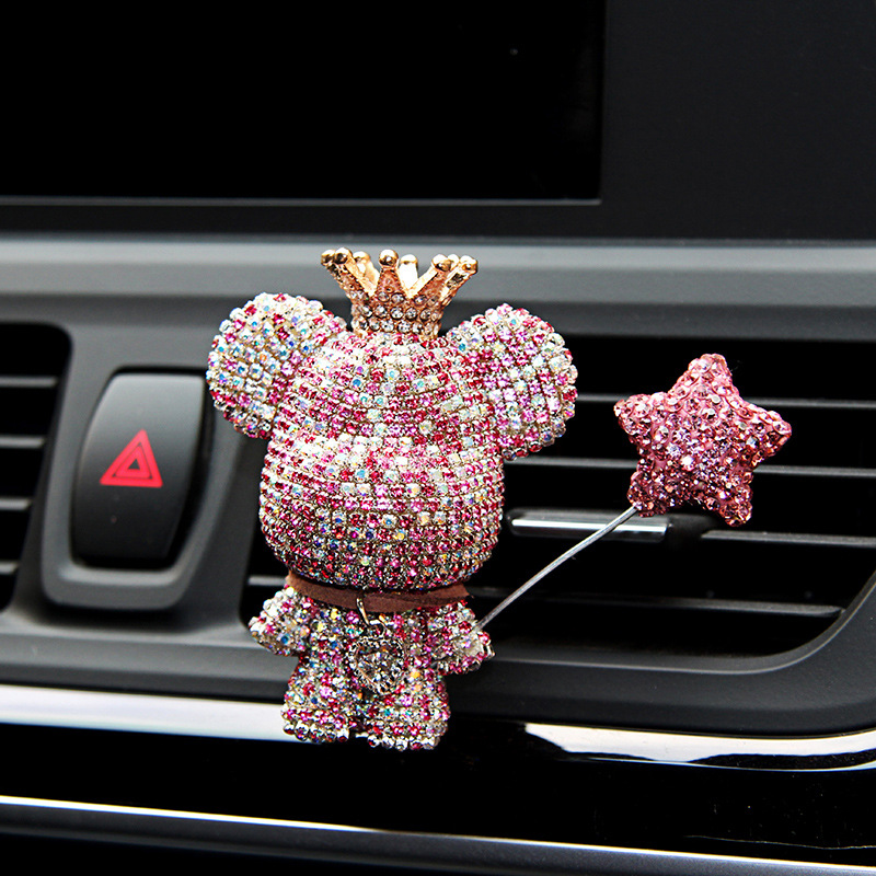 Adorno para Coche con Forma de Oso Violento con Pedrería, Figura de Oso, Decoración para Coche, Soporte para Perfume de Coche con Diseño de Dibujos Animados, Regalo para Mujer