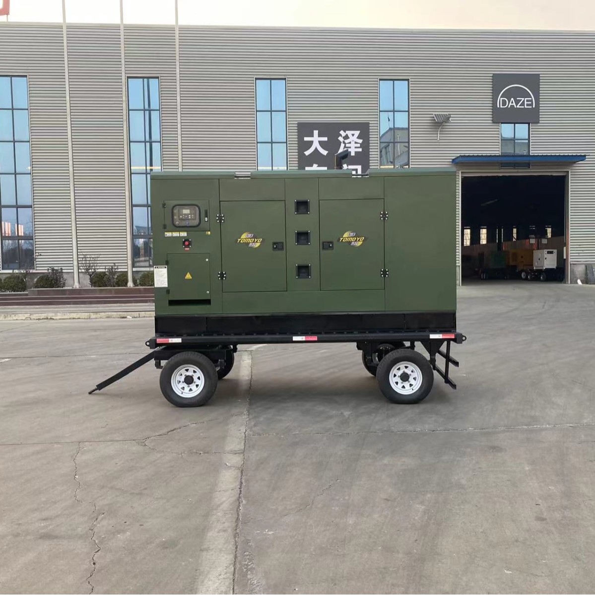 300KVA拖车式柴油发电机组支持严寒加热、四轮拖车式三相电380V