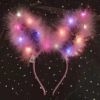 14-Light Feather Rabbit Ears-Pink Light