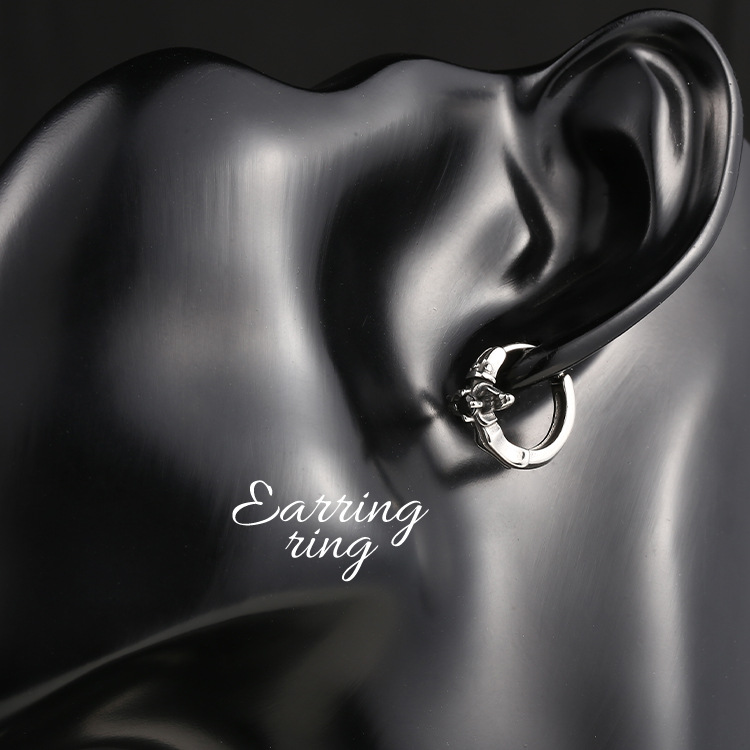 Personalised Black Diamond Cross Stud Earrings For Men Hip-hop_voghion.com