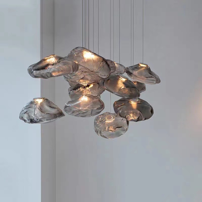 Postmodern Minimalist Creative Designer Glass Cloud Chandelier Hotel Restaurant High Ceiling Duplex Floor Decorative Chandelier