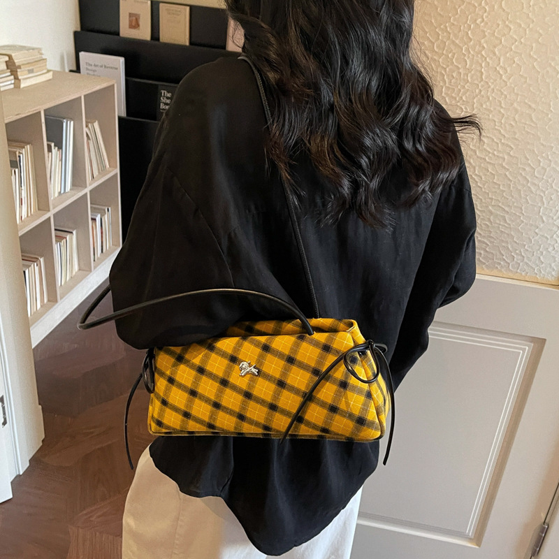 Casual Large Capacity Canvas Bag For Women, New Fashion Commuter Shoulder Bag, College Student Class Bag, Baguette Bag - Thumbnail 3