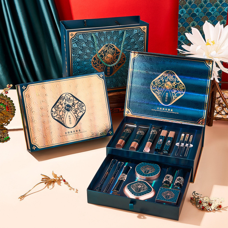 知汐雀翎悦容美妆套盒七夕情人节化妆品礼盒国风彩妆套装一件代发