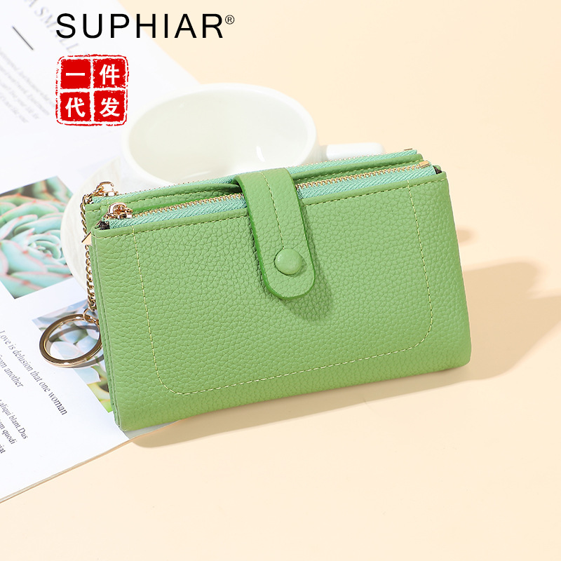 Amazon Mid-Length Women's Hand Wallet Double Zipper Coin Purse Pu Large Capacity 70% off Anti-Degaussing Wallet