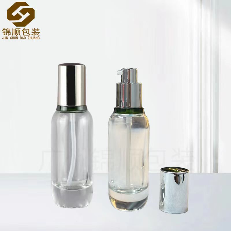 现货40ml透明乳液瓶 按压粉底液瓶 厚底精华液瓶 化妆品分装瓶