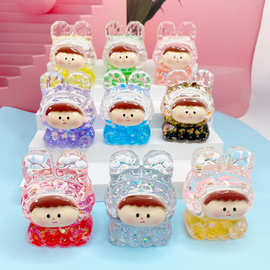 超大号流沙莉莉丝兔头大萌粒diy潮玩立体桌面车载挂件树脂配件