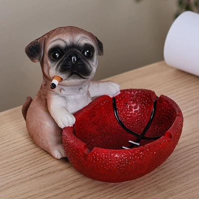 2026 New Trendy Large-Capacity Ashtray, Unique and Creative, Funny and Cute, Fashionable Gift, Living Room Decoration (Car ashtray) - ball-holding-dogashtraybrownred