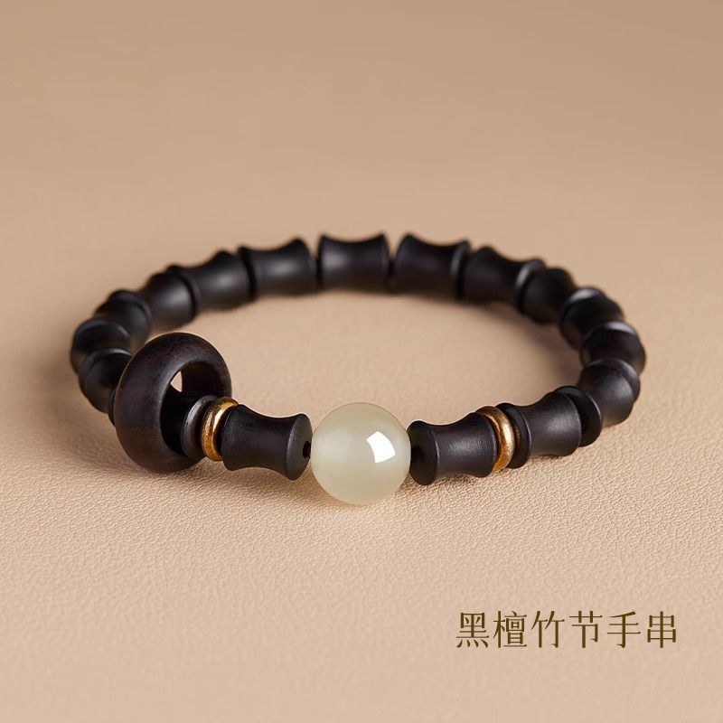 Festival high-rise bracelet green sandalwood beads bamboo beads bracelet tiger leather running ring single circle wooden Wenwan stall scenic spot